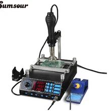 YH-853AAA нагреватель горячего воздуха паяльная станция BGA 650 Вт SMD горячий воздушный пистолет+ 60 Вт паяльники+ 500 Вт станция предварительного нагрева