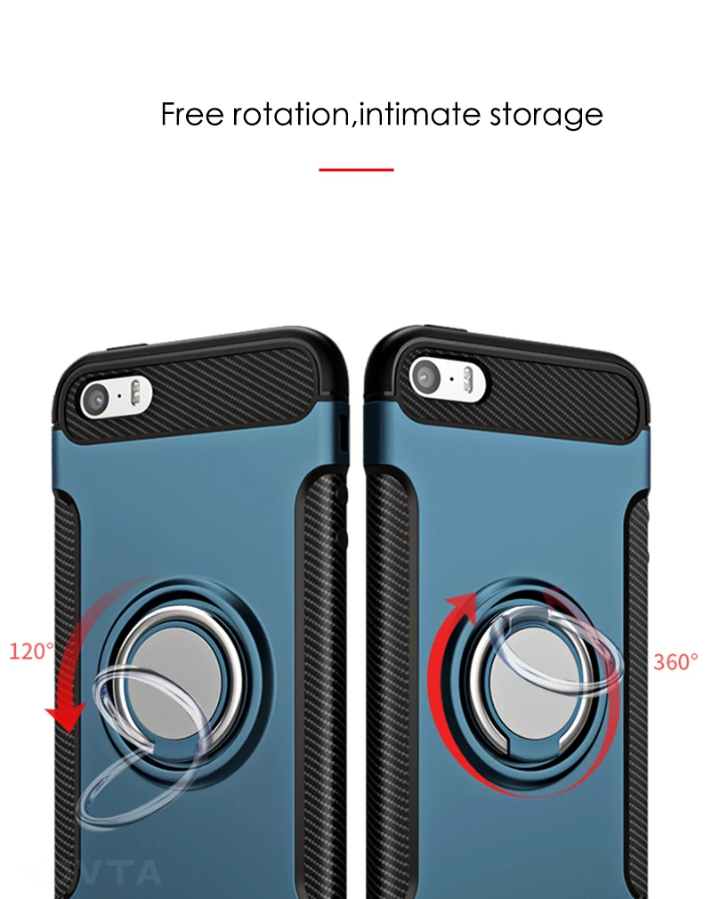 VOVTA Luxury Anti-knock case for iPhone 5 5s SE  Metal Ring Bracket case Shockproof Rugged Armor Phone Cover for iPhone5 5S SE2