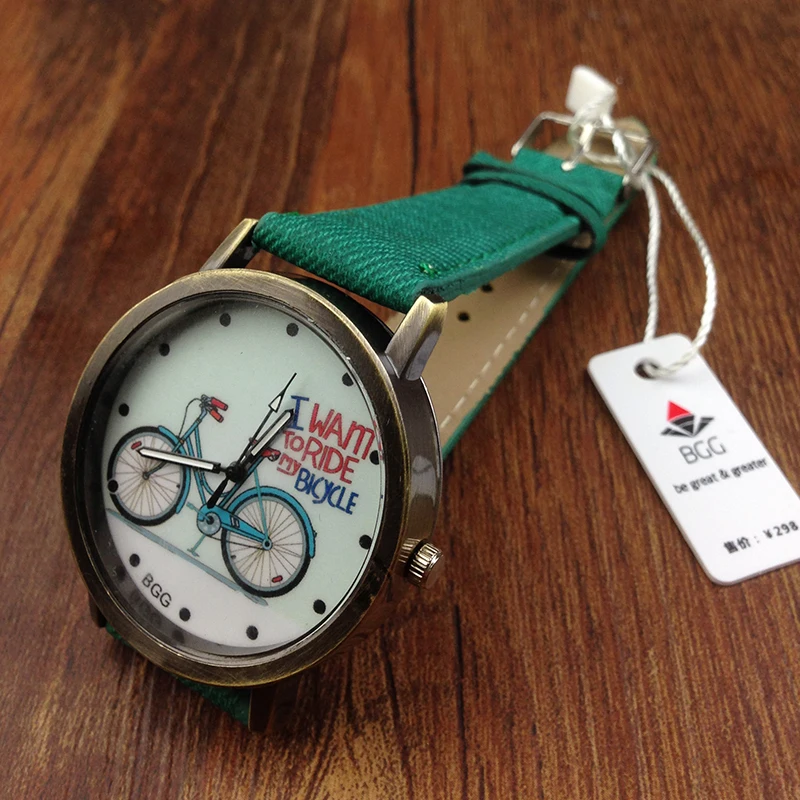 Модные брендовые кварцевые часы с рисунком велосипеда, женские повседневные винтажные кожаные Наручные часы для девочек, подарки