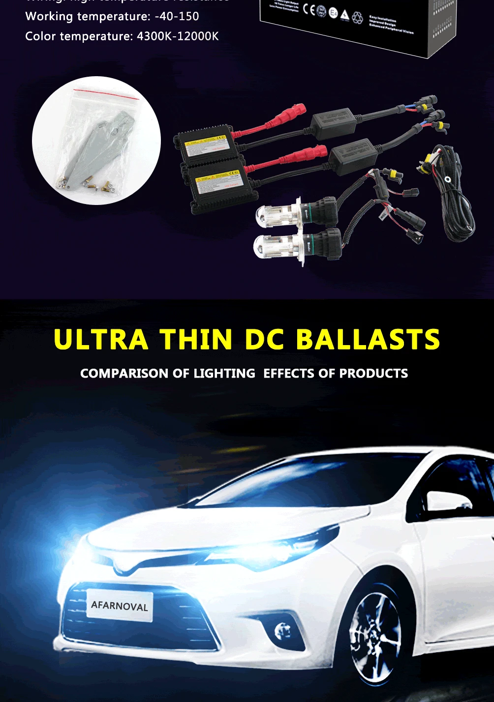 Kit de Conversão Xenon h7 6000 k 8000 h1 4300 10000 12000 Farol Lâmpadas ac 55 w Hid Kit 3 Ac 55 w hid kit xenon h7