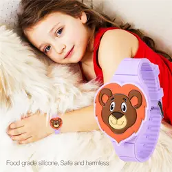 3D коробки милые животные детские для мальчиков девочек светодио дный цифровой флип силиконовые наручные часы студенты детские часы