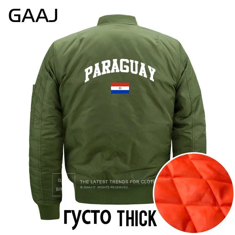 GAAJ Paraguay куртка с изображением флага Мужская Осенняя водонепроницаемая куртка Военный Стиль Уличная пилот Militar размера плюс флисовое пальто# J024C - Цвет: Thick Army