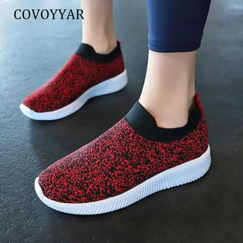 

COVOYYAR 2019 Vulcanize Casual Woman Shoes Knitted Sock Camouflage Spring Shoes Women Slip on Sneakers Big sizes 35-43 WSN249