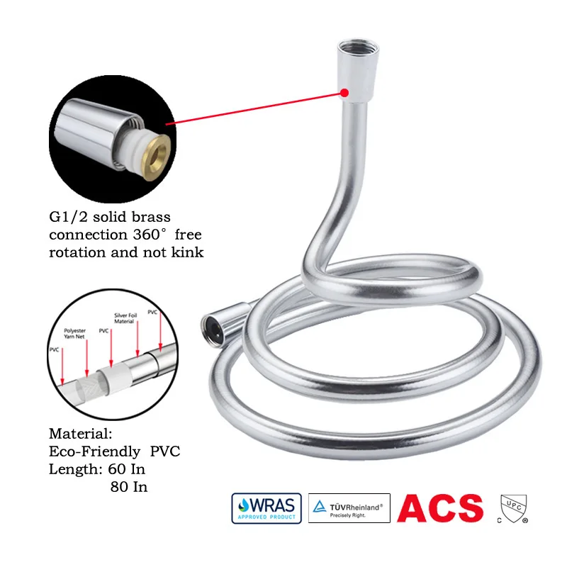 

is aspersed hose PVC1.5-2.0 - M platinum silver silver grey high-temperature flameproof winding shower bath tube