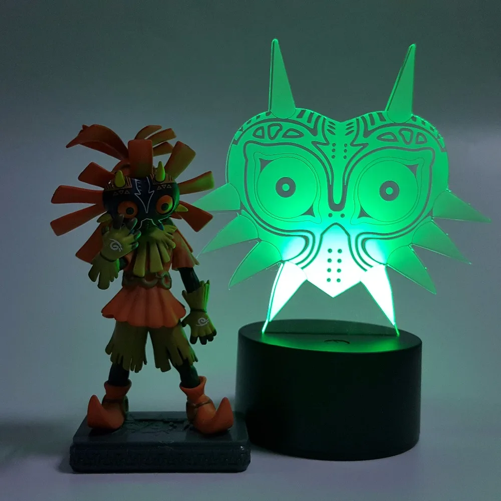 Zelda Skull Kid Majoras маска экшн-фигурка 3D визуальная Иллюзия светодиодный RGB USB ночник ссылка Аниме игра игрушка набор