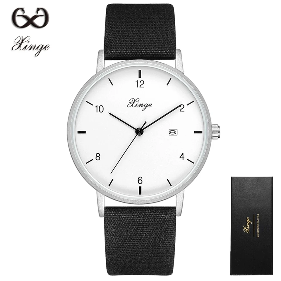 

Xinge Men Watches Luxury Black Leather Complete Calendar QuartzWristwatch Clock 30M Water Resistant Fashion Mens Sport Watch