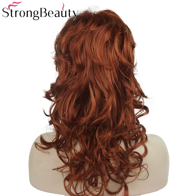 StrongBeauty длинные вьющиеся бордовые парики женские синтетические светлые волосы - Цвет: 130