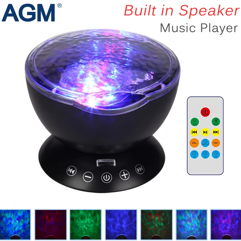 

AGM LED Night Light Ocean Wave Projector Starry Sky Cosmos Star Lamp Luminaria Aurora Novelty Baby Nightlight Valentines Gift#30