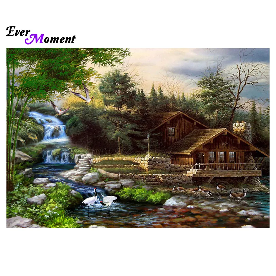 

Diy Diamond Painting Cross stitch Kit Diamond Embroidery 45x30cm Dream Cottage 5D Diamond Mosaic Paste pattern Beads ASF311