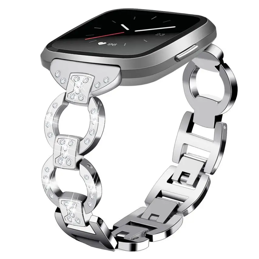C-Only Wrist Strap Ремешок Браслет Для uxury Нержавеющая сталь Кристалл ремень Замена для Fitbit Versa Смарт-часы 18Jul10 - Цвет: C-Only Wrist Strap