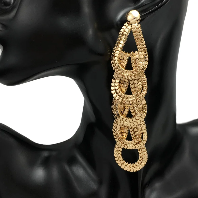 

Fashion Alloy Long Earrings For Women Punk Jewelry Geometric Statement Stud Earrings Big Brincos Pendientes UKMOC