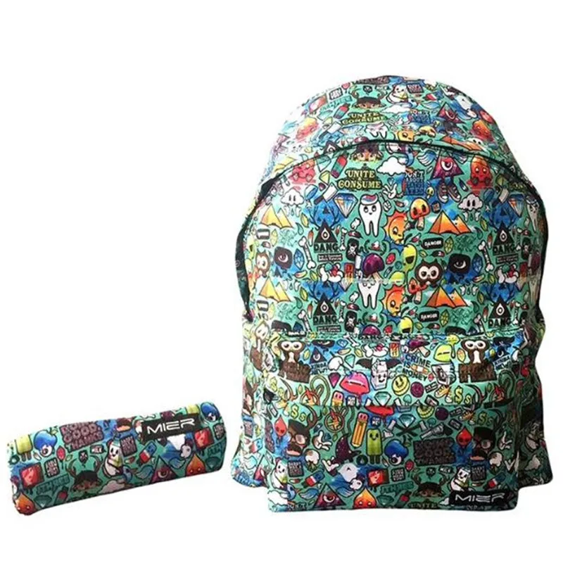 

Cartoon Printed Student Bag doodle Backpack Canvas School Book Bags Laptop Backpack Mochila Feminina Boy Girls Gift