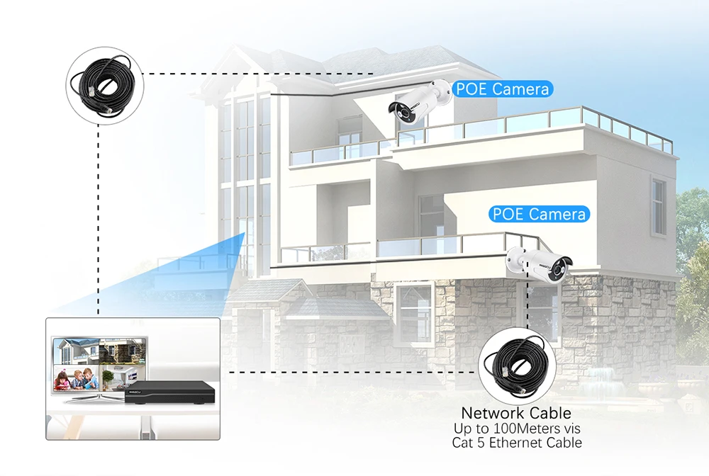 MISECU 4CH POE CCTV система видеонаблюдения 1080 P 2MP аудио запись IP Camara IR Vision Emai оповещение