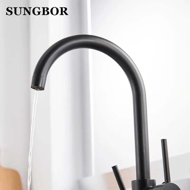 New Black Kitchen Faucet Seven Letter Design 360 Degree Rotation with Water Purification Features Double Handle CF-0180H New Black Kitchen Faucet Seven Letter Design 360 Degree Rotation with Water Purification Features Double Handle CF-0180H