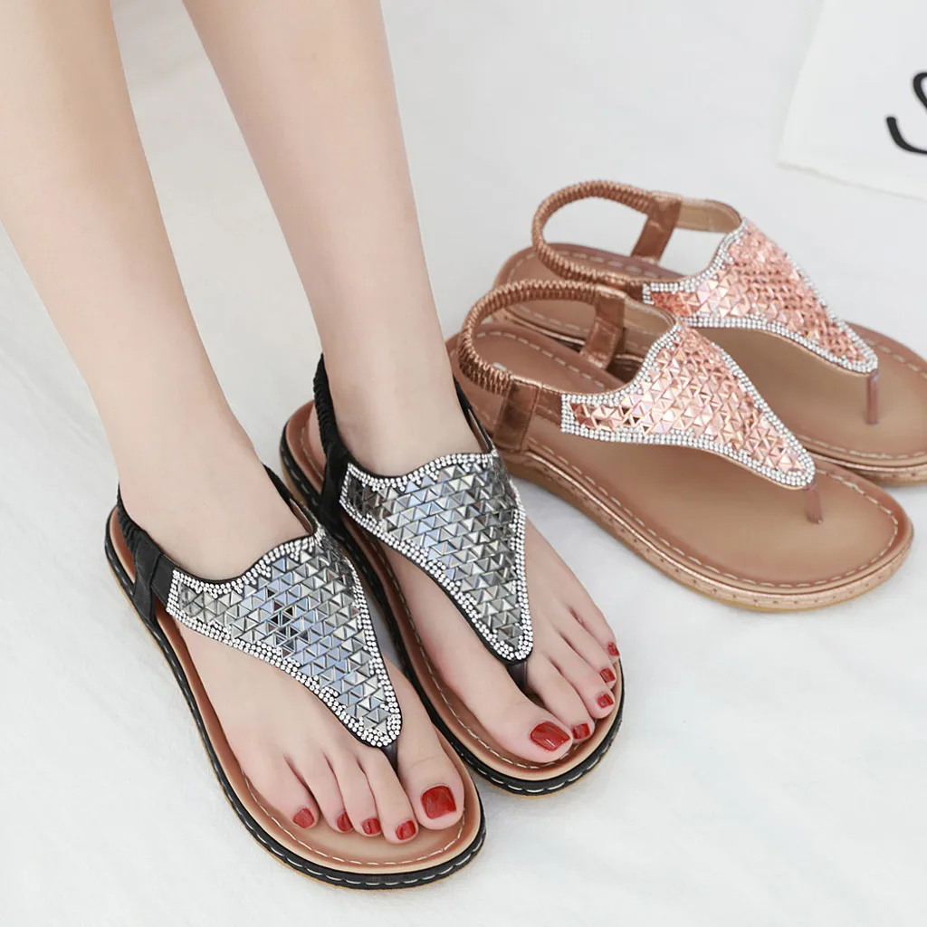 

YOUYEDIAN Shoes Women's Rhinestones Clip Toe Sandals Women's Flip Flops Comfortable ayakkabi sandalet bayan #g2