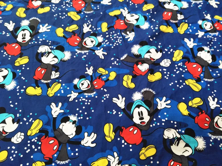 50*145 см мультфильм Снежный Микки хлопчатобумажная ткань для шитья Diy ручной работы ремесло мальчик постельные принадлежности домашний кошелек из ткани одеяло