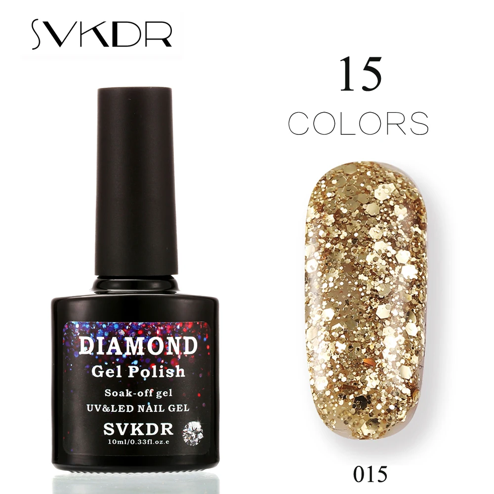 

SVKDR 15 Colors Bling Glitter Gel Polish Soak Off UV Gel Long-lasting Diamond Nail Polish DIY Sequins Nail Gel Varnish for Nails