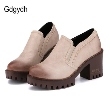 

Gdgydh Russian Women Shoes Autumn Round Toe Platform Female Pumps Casual Square High Heels Ladies Single Shoes Plus Size 43