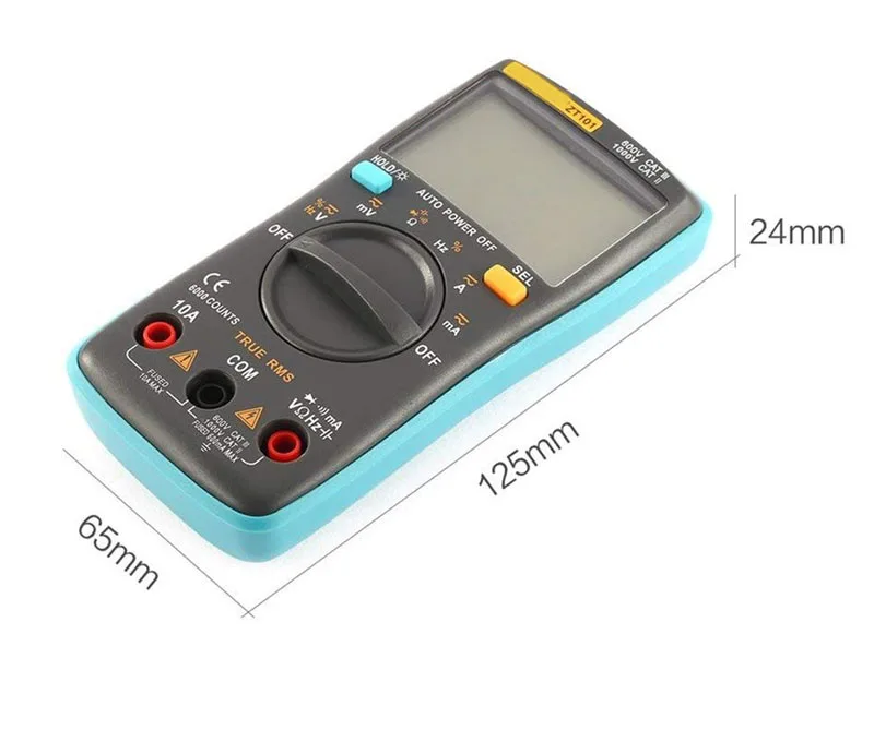 ZT101 Цифровой мультиметр 6000 отсчетов дисплей с подсветкой AC/DC Амперметр напряжения Вольтметр Ом тестер частота диодный метр инструмент