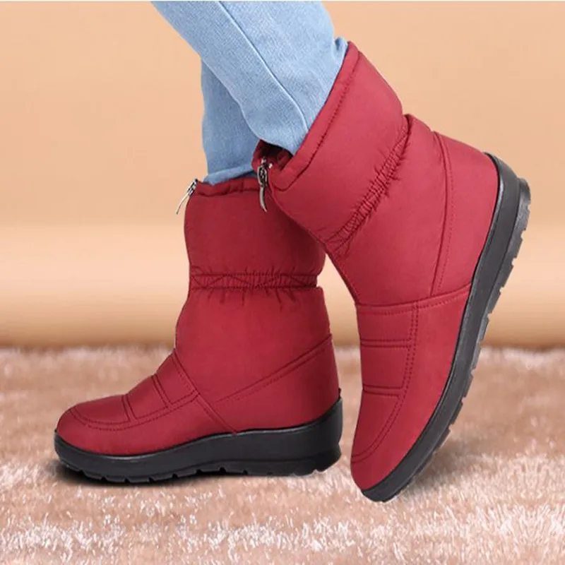 2016 snow boots women's medium-leg boots flat slip-resistant thermal maternity cotton-padded winter boots