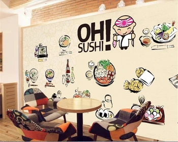 

beibehang Painting photo wallpaper HD hotel cartoon hand-painted sushi tooling background wallpaper mural papel de parede 3d