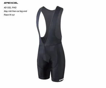 

SPEXCEL Black CYCLING BIB SHORTS Race cycling bottom Italy miti grippers at leg 4D GEL PAD Advanced Bicycle bibs