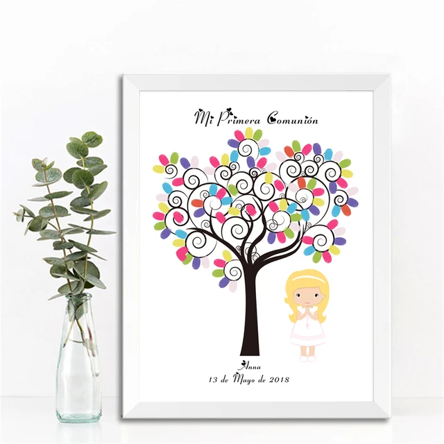 free custom name date my first holy communion diy fingerprint guest photo guest sign in book