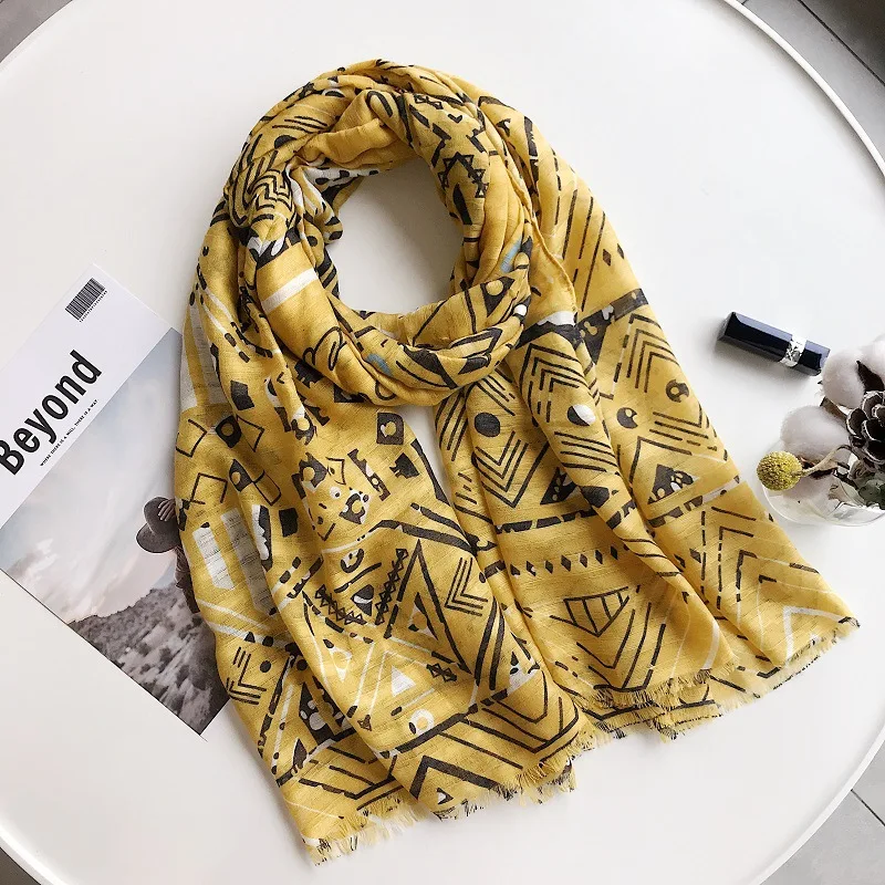 

2019 New Fashion Geometry Fringe Scarves And Shawl Women Tribal Aztec Print Cotton Voil Scarf Wrap Hijab Muffler 10Pcs/LOT