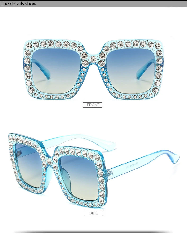 LVVKEE роскошный негабаритных Bling солнцезащитные очки со стразами Для женщин ретро Брендовая дизайнерская обувь алмаз Солнцезащитные очки женские UV400 Óculos de sol