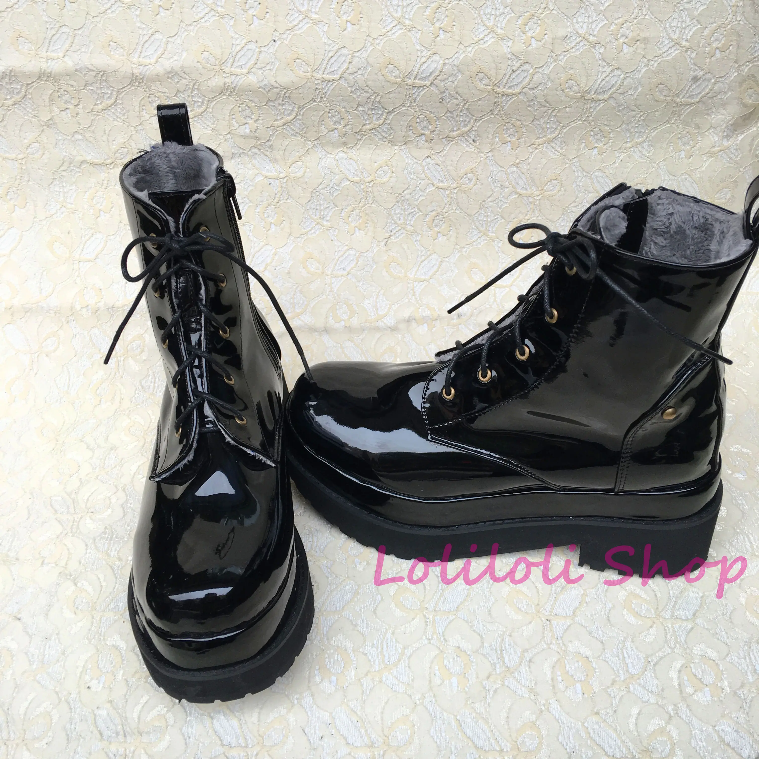 Chaussures An4179 Lumineux Brillant Noir Antaina Fond Japonais Avec Haute Lolita Noir Lolilloliyoyo Double Design multi Personnalisé Punk top Grand EaYH4wEq