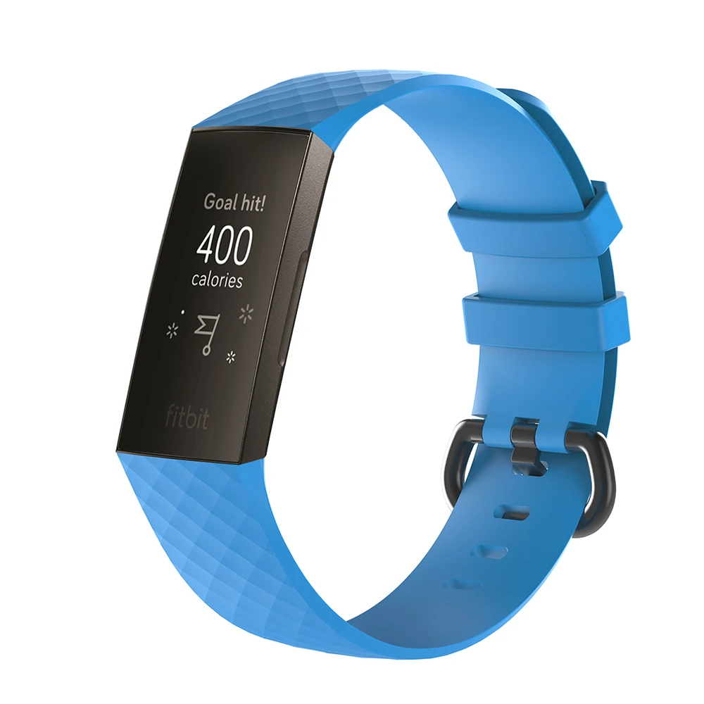 Силиконовый ремешок для Fitbit Charge3 Смарт часы браслет 3D алмаз текстуры отверстия