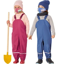 Водонепроницаемые штаны для детей; теплые флисовые комбинезоны для маленьких мальчиков; зимний комбинезон из искусственной кожи для девочек; комбинезон для дождливой погоды; одежда для маленьких мальчиков