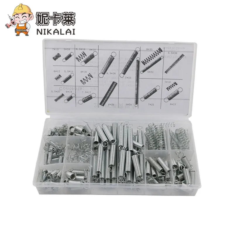 

[NEW] 200 pcs/set Practical Metal Tension Compresion Springs Assortment In 20 Sizes Drum Extension pressure Hardware spring