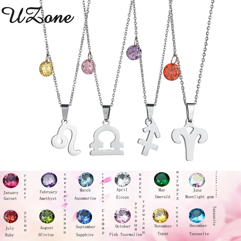 

UZone 12 Zodiac Signs Constellations Pendants Necklace 12 Birthday Stone Constellations Necklace Special Gift For Women