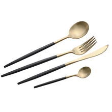 1 Unid Cucharas Vajilla Occidental de Acero Inoxidable Cuchillo Tenedor cuchara de Café Cuchara de Té Cena Cuchillo Cubiertos de Mango Negro Simple Fletware