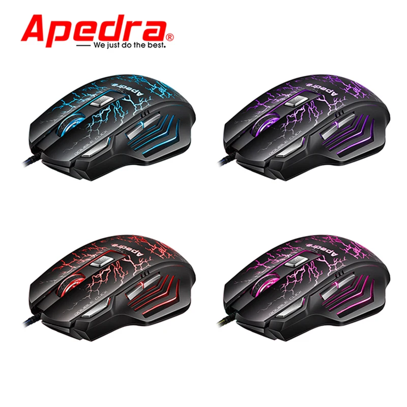 Apedra компьютерная игровая мышь геймер 3200 dpi 7 кнопок механического дизайна USB