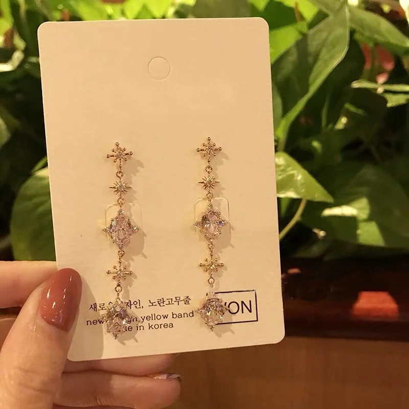 Женские Висячие серьги MENGJIQIAO новые корейские элегантные с белыми кристаллами