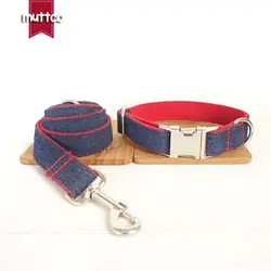 100 шт./лот muttco Wolesale собственной разработки красочные accessorirs красный Жан темно-синий и красный ошейники и поводки комплект 5 размеров