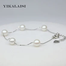 YIKALAISI браслет с подвесками ювелирные изделия из жемчуга 925 стерлингового серебра ювелирные изделия браслет и браслеты натуральный жемчуг браслет для женщин