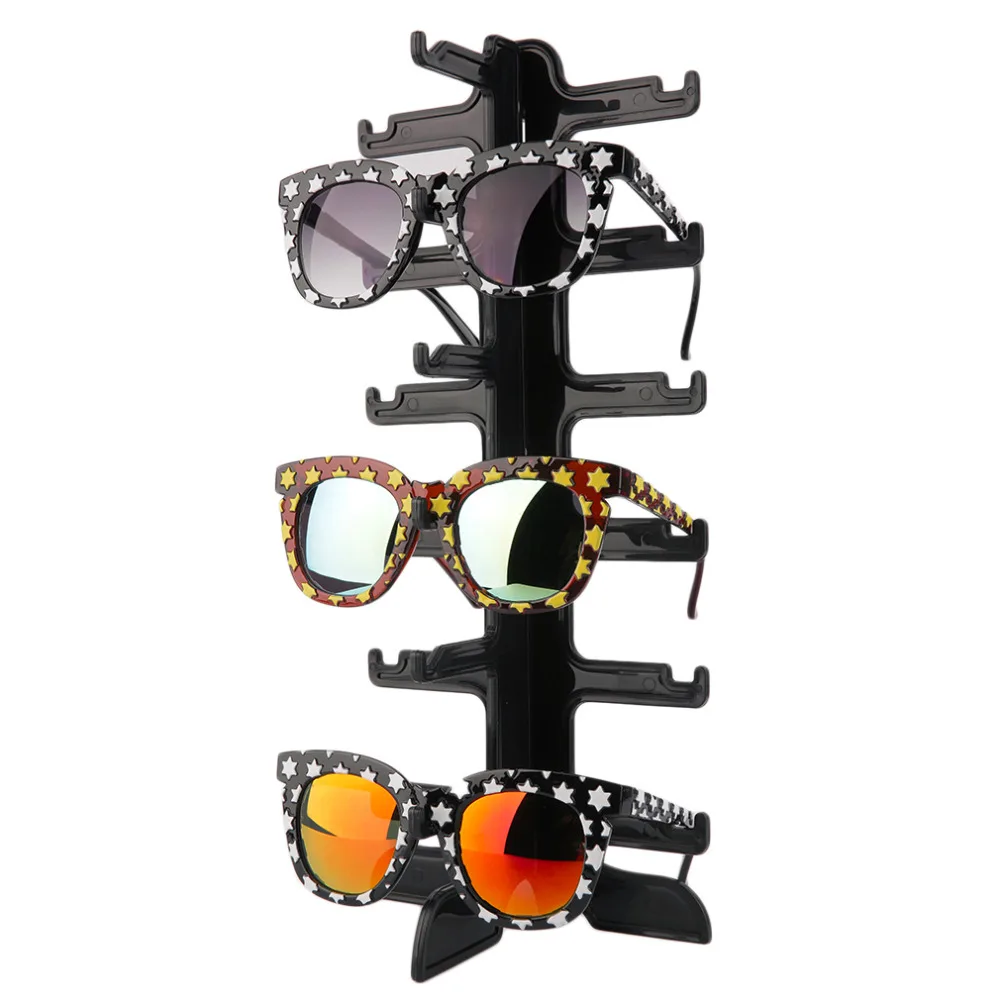 نظارات شمس أنيقة النظارات إطار بلاستيك حامل نوافذ العرض الرف نظارات مكافحة عرض موقف حامل رف 6 طبقة 4 ألوان
