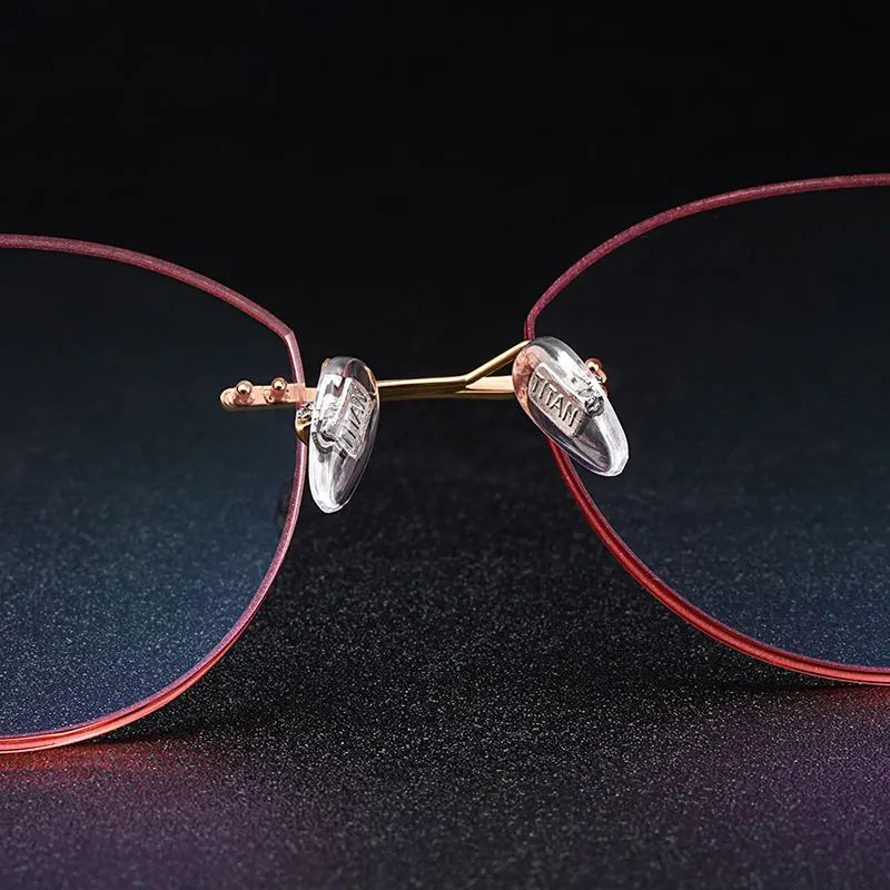 Gmei оптический Стильный золотой титановый сплав для женщин без оправы очки оправа градиентные коричневые тонированные Плано линзы цветные границы Q90037