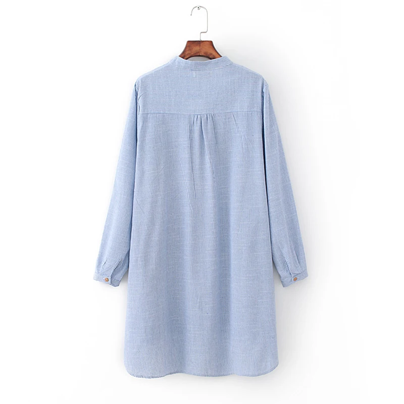  Oversized Women Blouse Casual Long Sleeve Plus Size Long Striped Shirt Women Autumn Tops Kimono Tun