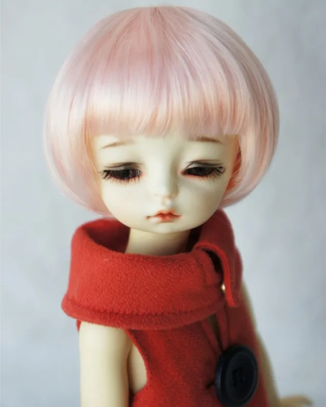JD256 1/6 Мода BJD синтетические мохеровые кукольные парики для размера 6-7 дюймов, парик для куклы короткие кукольные парики BoBo - Цвет: Peach pink SM108