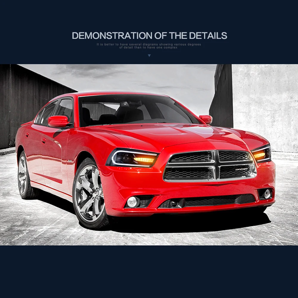 Для Dodge Зарядное устройство 2011 2012 2013 светодиодный передние фары в сборе