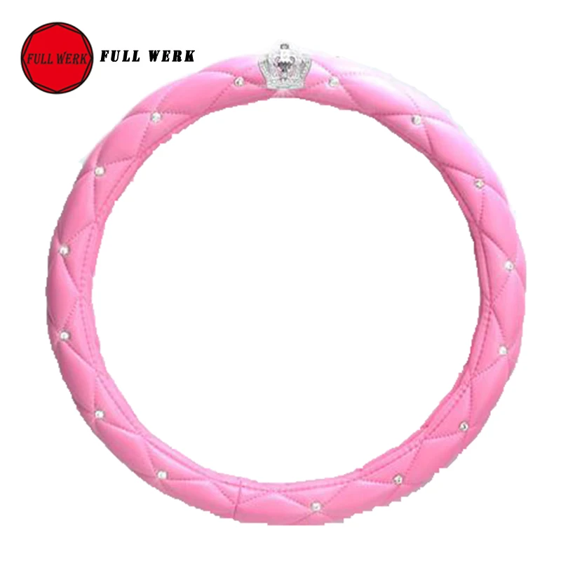 1pc 38cm 15 inch Car Steering Cover Decoration for Girls Women Ladies Leather Diamond Auto Steering Wheel Cover Wrap Protector 1pc 38cm 15 inch Car Steering Cover Decoration for Girls Women Ladies Leather Diamond Auto Steering Wheel Cover Wrap Protector
