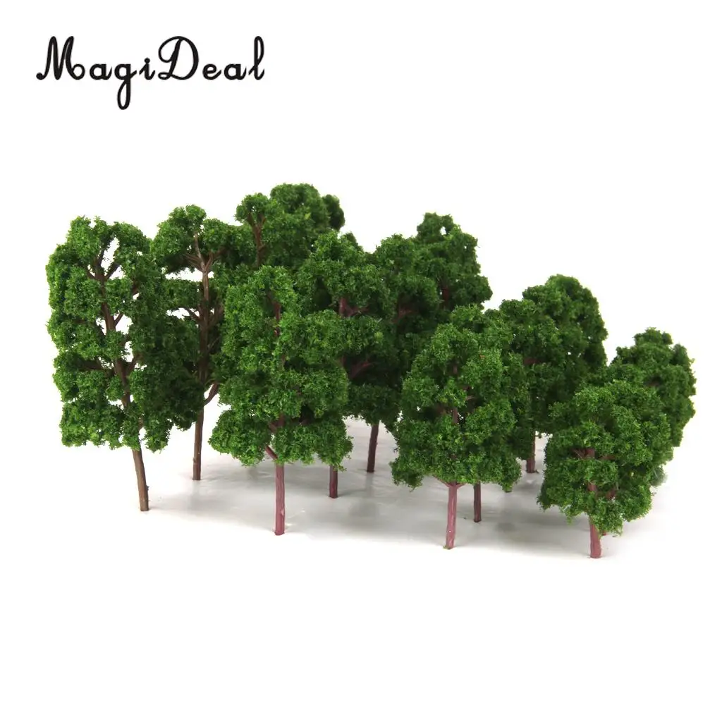 20Pcs Mix Size Model Trees Deep Green for N HO Scale Railroad Village Architecture Layout Diorama Scenery