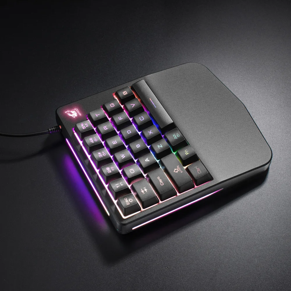 VOBERRY применимо к K108 кабель 28-клавишная светодиодный Подсветка USB Эргономичный одной рукой клавиатура игра подходит для левой руки
