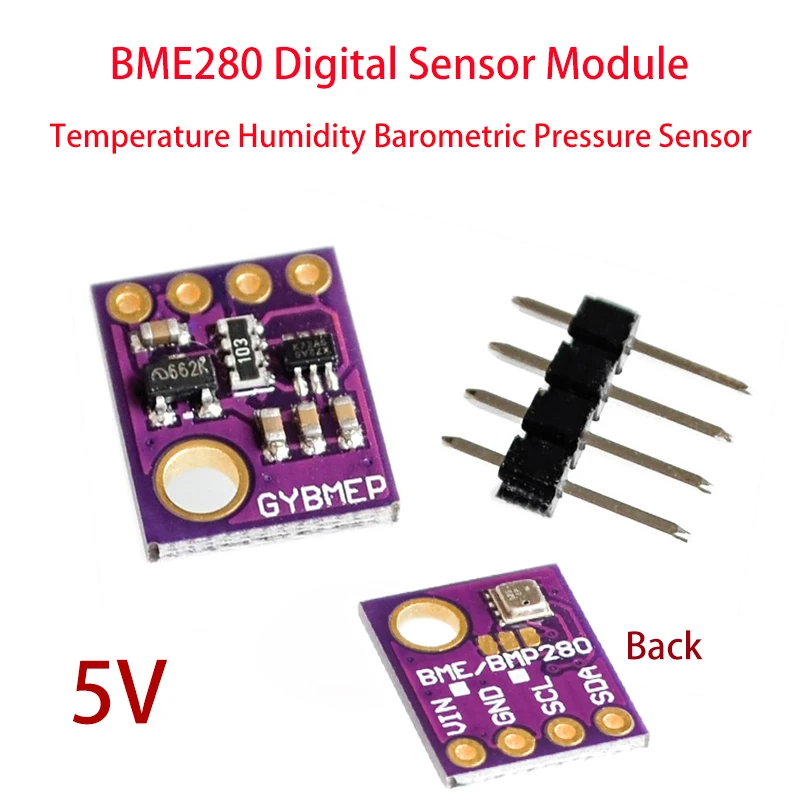 

IoT Digital Sensor Temperature Humidity Barometric Pressure Sensor Module I2C SPI 1.8-5V GY-BME280 5V 3.3V
