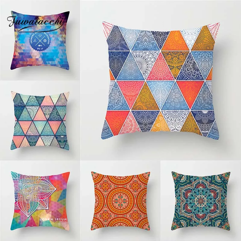 

Fuwatacchi Mandala Pattern Cushion Cover Flower Geometric Pillow Cover Home Sofa Living Room Chair Decoration Pillowcases