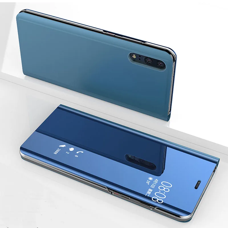 Зеркальный умный флип-чехол для samsung Galaxy Note 9 8 S9 S8 PLUS кожаный чехол для телефона для samsung S7 S6 Edge Сумочка для телефона чехол - Цвет: Синий